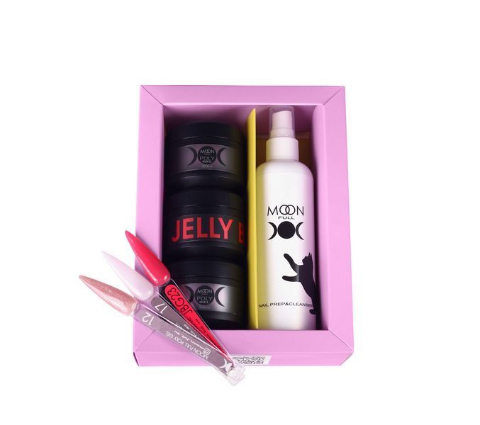 MOON FULL Лімітований набір гелей №3(Poly Gel 12, Poly Gel 17, Jelly Gel 23, Prep & Cleanser 3x1)