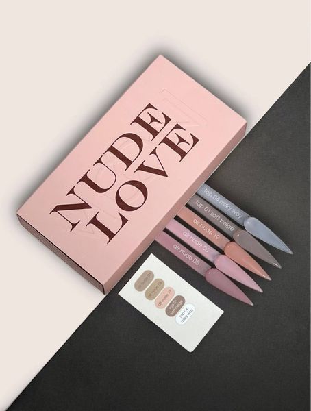 Limited edition set NUDE LOVE №1 9ml (3 nude gel polishes, 2 nude tops, NON-WIPE with UV filter as a gift!)